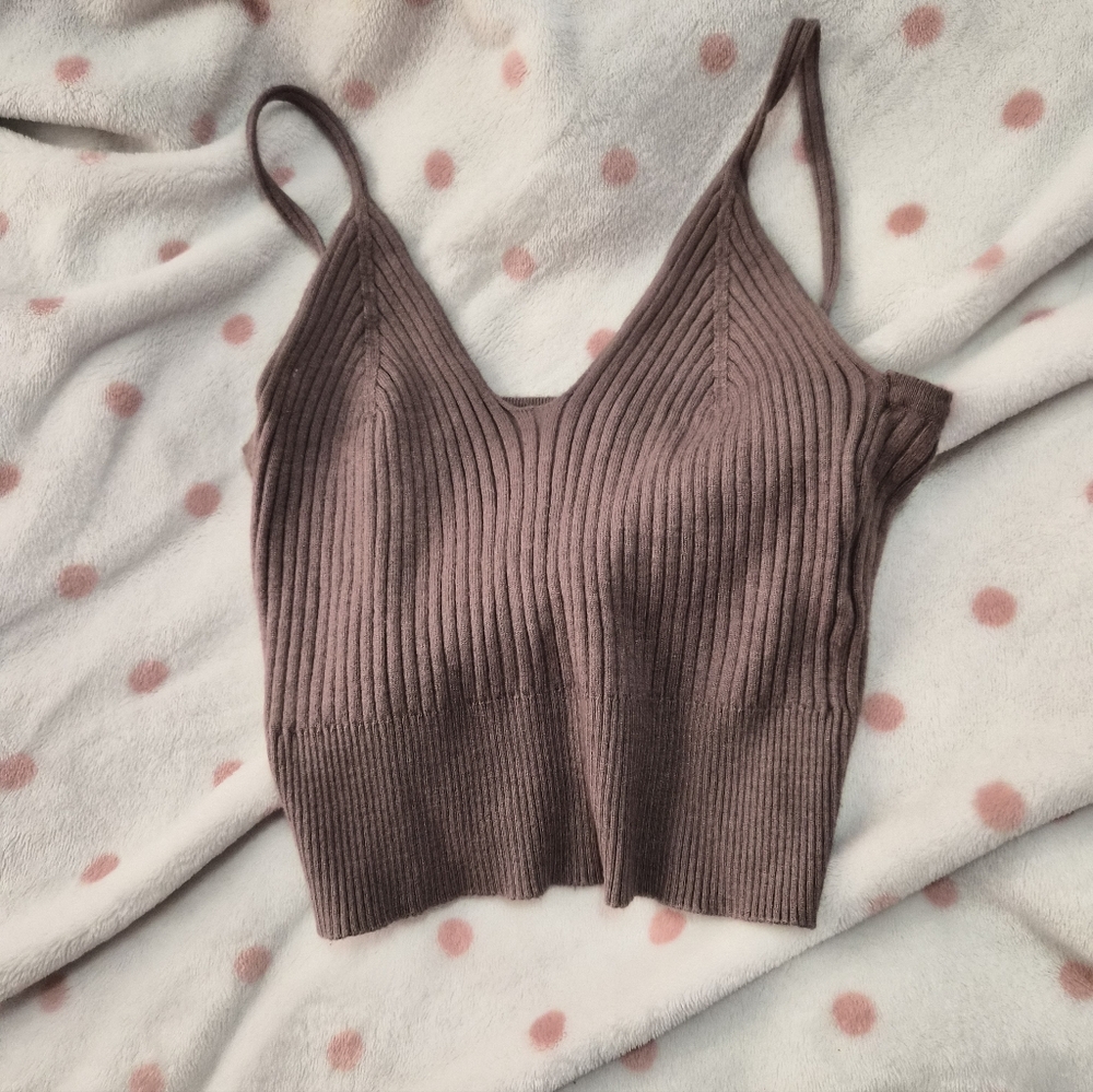 Calvin Klein Jeans Brown Ribbed Tank Top